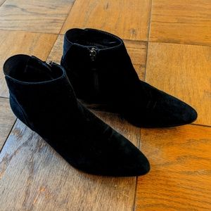 Aquatalia Black Suede Pointed-Toe Ankle Booties